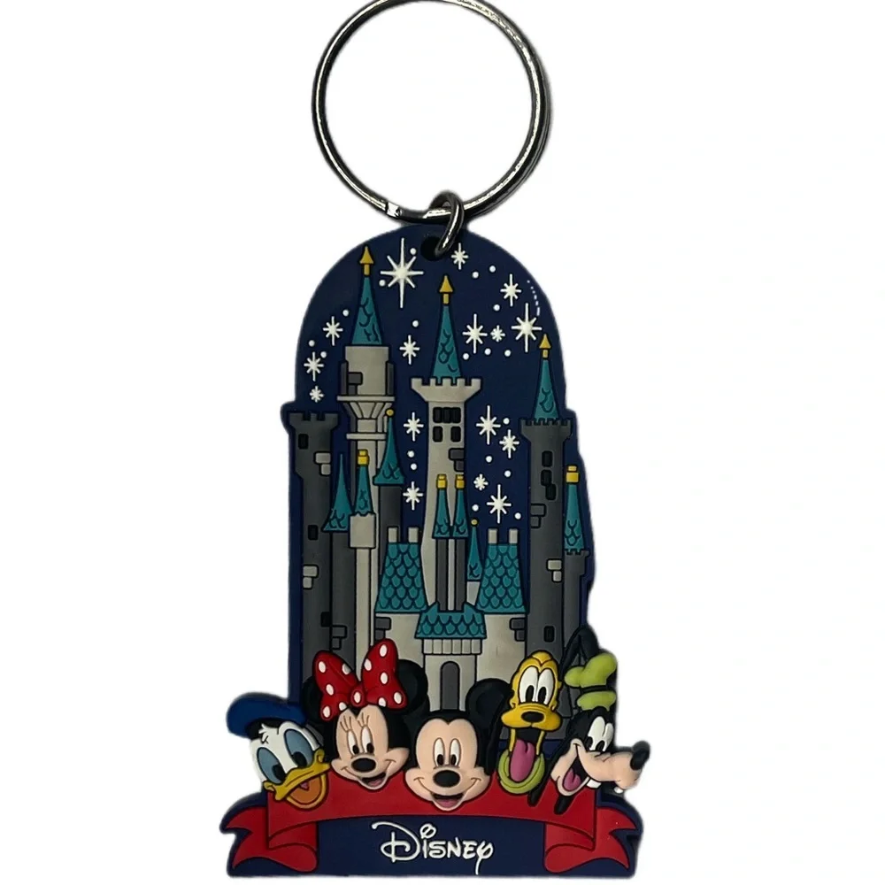 Disney Mickey Mouse and friends magic castle fireworks blue and red keychain